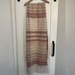 Free People Plaid Fringe Scarf/Wrap
in Pink and Cream